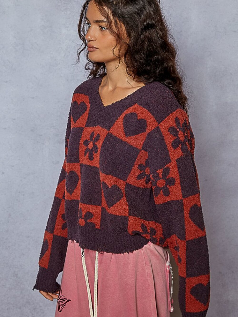 POL  V-neck long sleeve regular fit sweater top